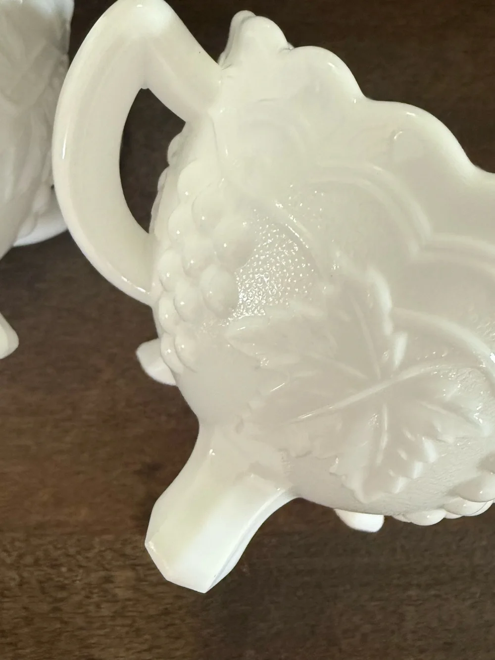 Vintage Imperial Glass Satin Grapes Milk Glass Sugar and Creamer Set